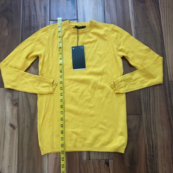 🚫SOLD🚫NWT ZARA KNIT MUSTARD SWEATER GOLD BUTTONS - Picture 6 of 9